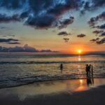 Sunset in a beach in Bali