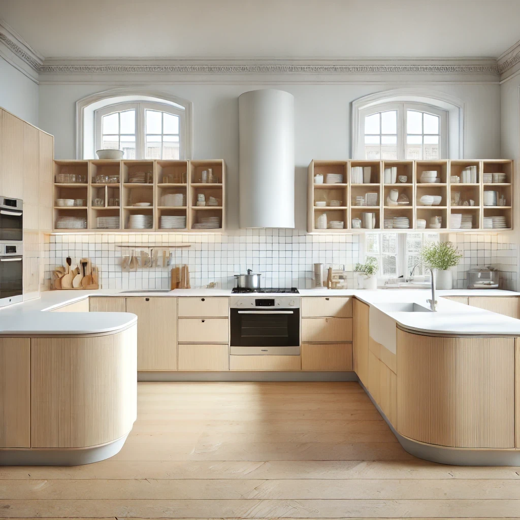 swedish style u shape kitchen made from AI