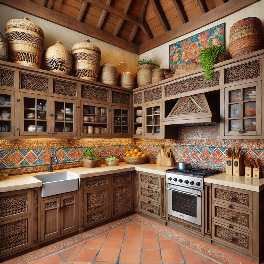 indonesian style L shape kitchen layout made from AI