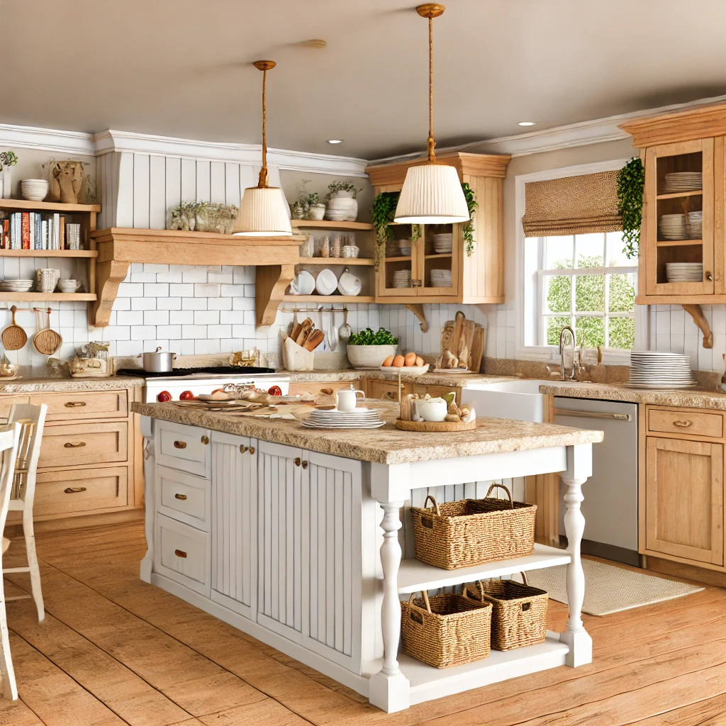 island kitchen layout with homey style made from AI