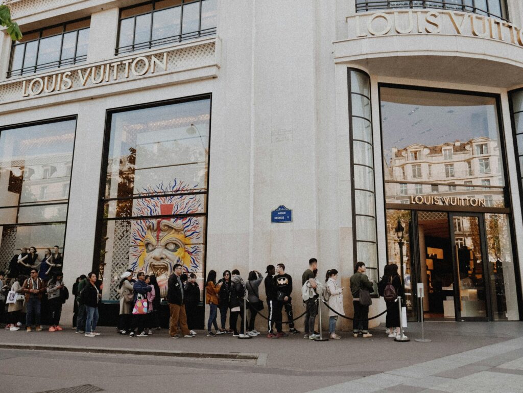 people queue infront of store